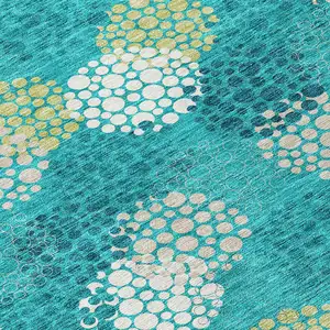 Photo of Emerald Gray And Ivory Polka Dot Washable Indoor Outdoor Area Rug