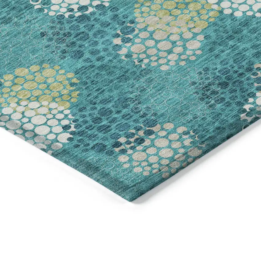 Emerald Gray And Ivory Polka Dot Washable Indoor Outdoor Area Rug Photo 5