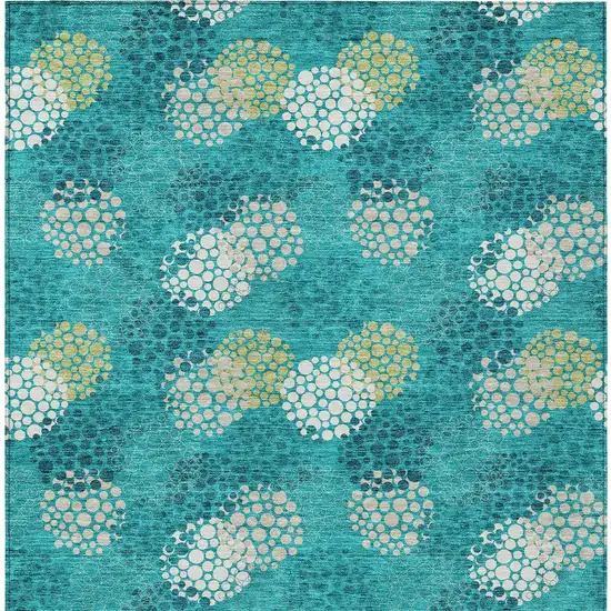 Emerald Gray And Ivory Polka Dot Washable Indoor Outdoor Area Rug Photo 8