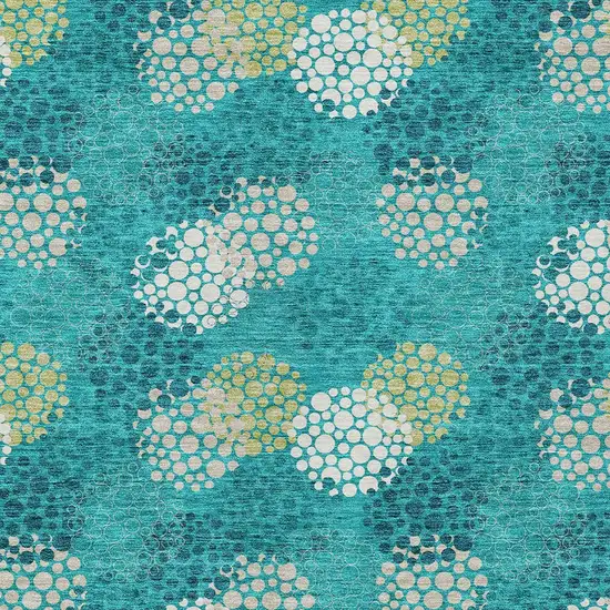 Emerald Gray And Ivory Polka Dot Washable Indoor Outdoor Area Rug Photo 6