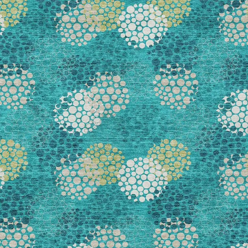 Emerald Gray And Ivory Polka Dot Washable Indoor Outdoor Area Rug Photo 6