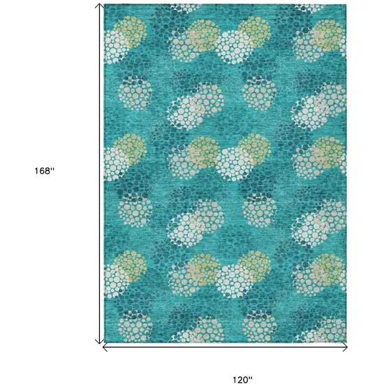 Emerald Gray And Ivory Polka Dot Washable Indoor Outdoor Area Rug Photo 3