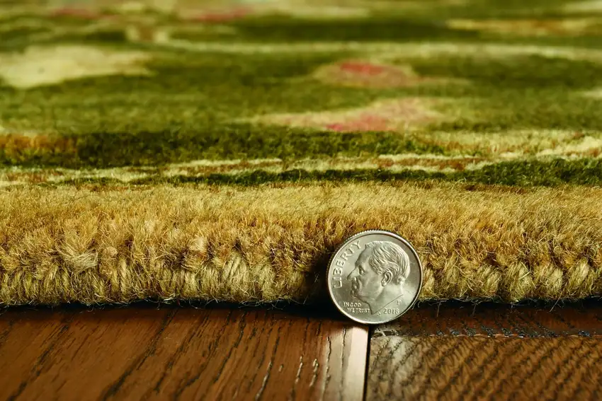 Emerald Green Hand Tufted Traditional Floral Indoor Area Rug Photo 7
