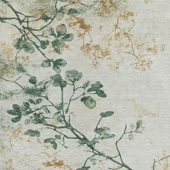 Emerald Ivory And Gold Floral Washable Indoor Outdoor Area Rug Photo 3