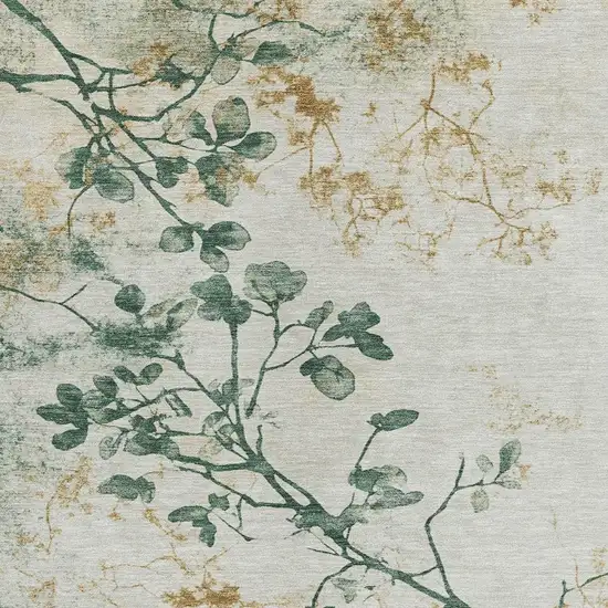 Emerald Ivory And Gold Floral Washable Indoor Outdoor Area Rug Photo 3