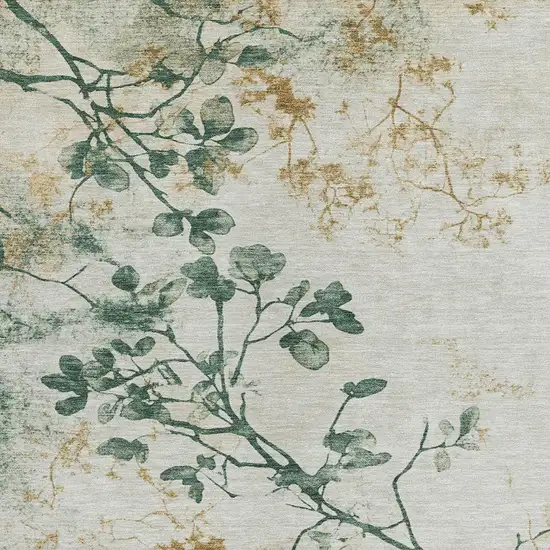 Emerald Ivory And Gold Floral Washable Indoor Outdoor Area Rug Photo 3