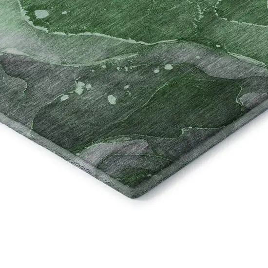 Emerald Ivory And Gray Abstract Washable Area Rug With UV Protection Photo 7