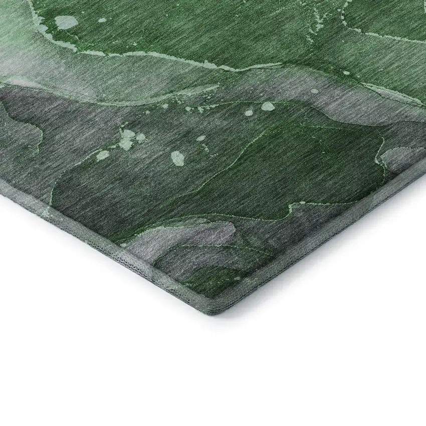 Emerald Ivory And Gray Abstract Washable Area Rug With UV Protection Photo 8