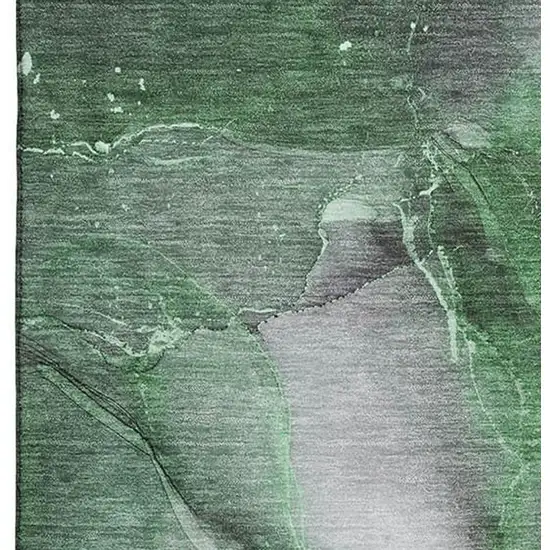 Emerald Ivory And Gray Abstract Washable Area Rug With UV Protection Photo 4