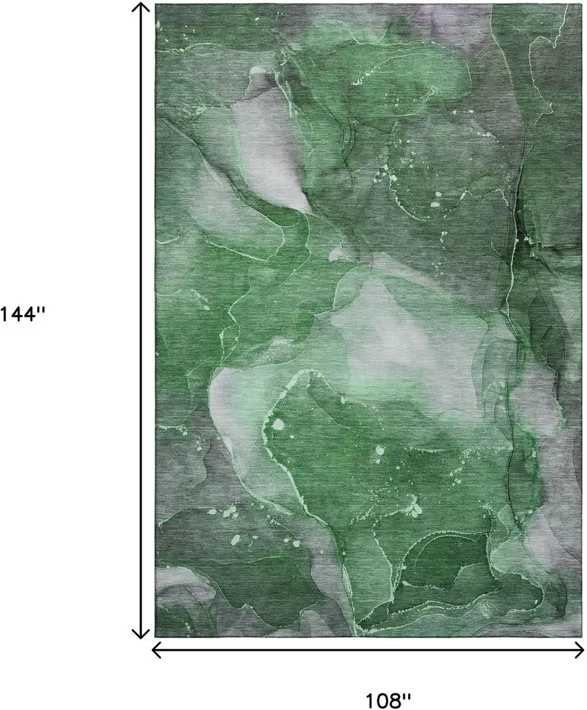 Emerald Ivory And Gray Abstract Washable Area Rug With UV Protection Photo 3