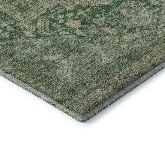Emerald Ivory And Taupe Oriental Washable Area Rug With UV Protection Photo 7