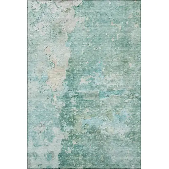 Emerald Pale Aqua And Ivory Abstract Washable Area Rug With UV Protection Photo 3