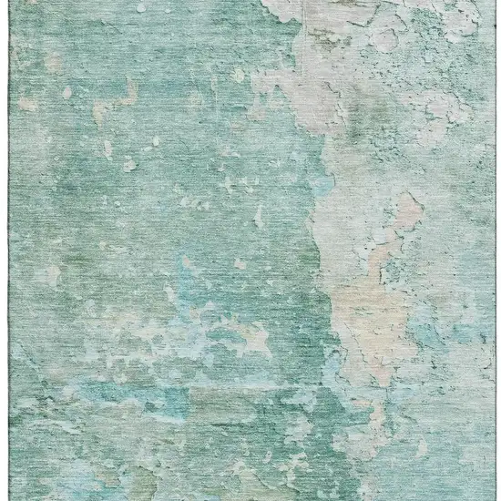 Emerald Pale Aqua And Ivory Abstract Washable Area Rug With UV Protection Photo 2