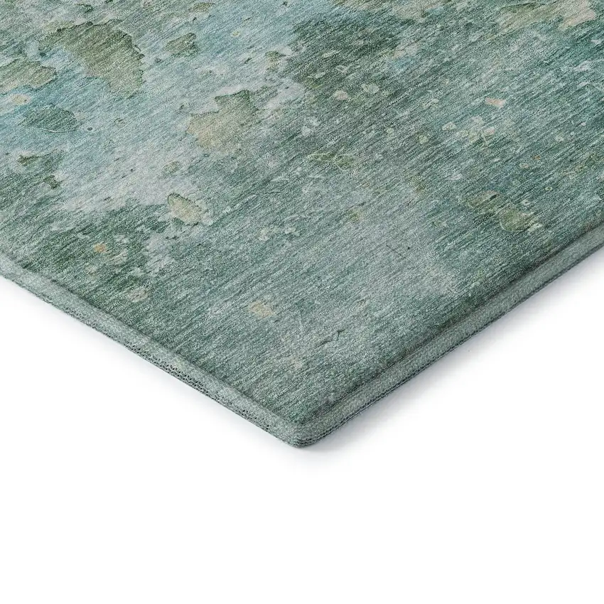 Emerald Pale Aqua And Ivory Abstract Washable Area Rug With UV Protection Photo 7