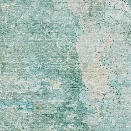 Emerald Pale Aqua And Ivory Abstract Washable Area Rug With UV Protection Photo 2