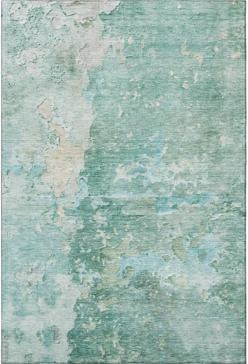Emerald Pale Aqua And Ivory Abstract Washable Area Rug With UV Protection Photo 3