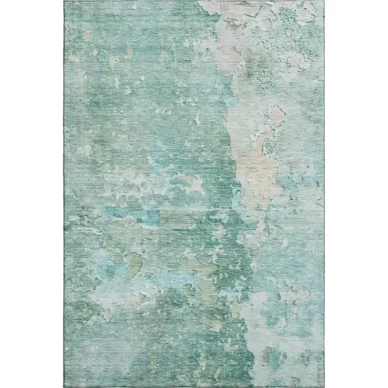 Emerald Pale Aqua And Ivory Abstract Washable Area Rug With UV Protection Photo 1
