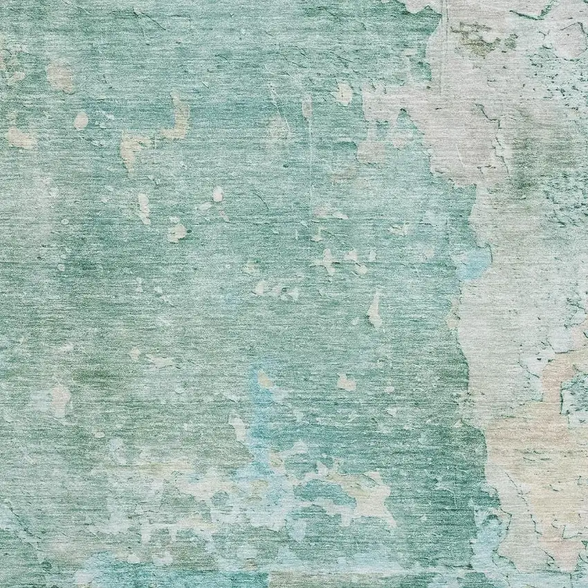 Emerald Pale Aqua And Ivory Abstract Washable Area Rug With UV Protection Photo 2