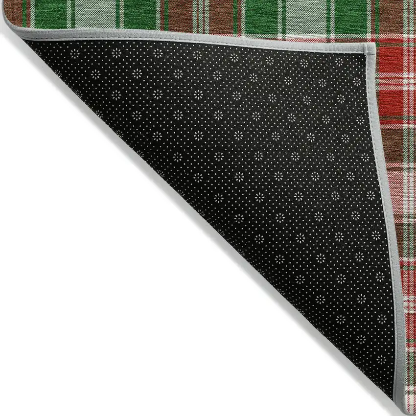 Emerald Red And White Plaid Washable Indoor Outdoor Area Rug Photo 8