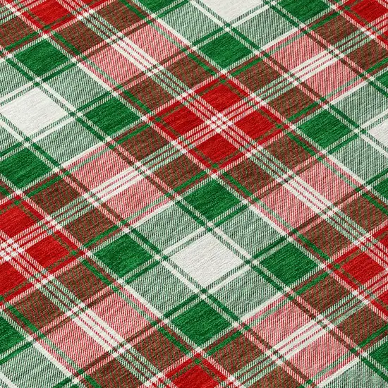 Emerald Red And White Plaid Washable Indoor Outdoor Area Rug Photo 9