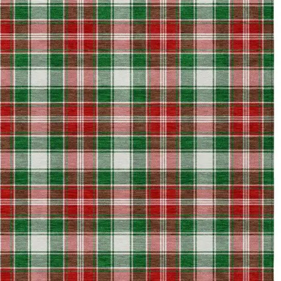 Emerald Red And White Plaid Washable Indoor Outdoor Area Rug Photo 4
