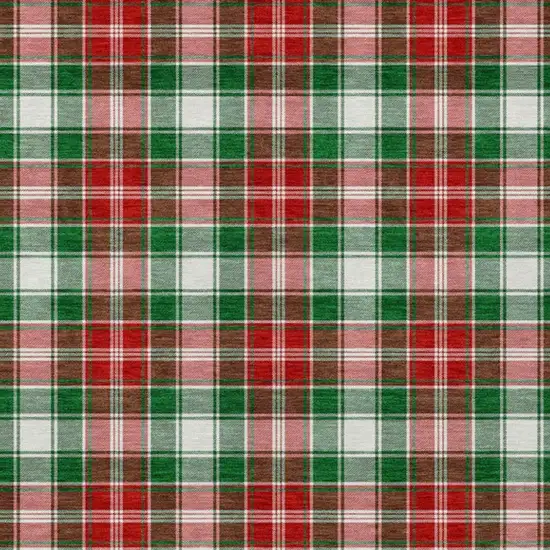 Emerald Red And White Plaid Washable Indoor Outdoor Area Rug Photo 3