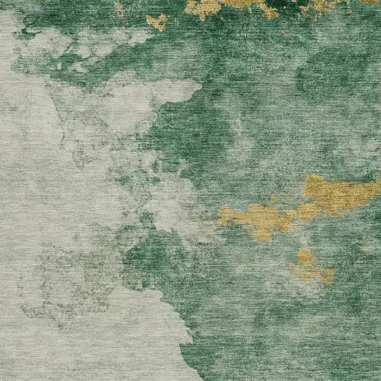 Emerald Sage And Ivory Abstract Washable Indoor Outdoor Area Rug Photo 3