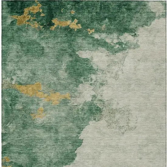 Emerald Sage And Ivory Abstract Washable Indoor Outdoor Area Rug Photo 4