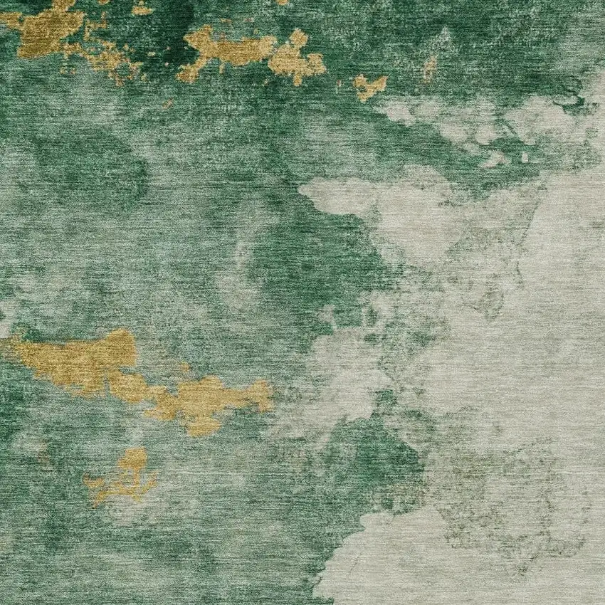 Emerald Sage And Ivory Abstract Washable Indoor Outdoor Area Rug Photo 3