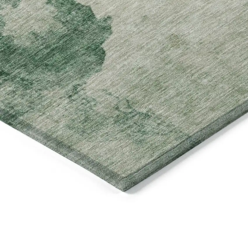Emerald Sage And Ivory Abstract Washable Indoor Outdoor Area Rug Photo 7