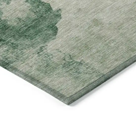 Emerald Sage And Ivory Abstract Washable Indoor Outdoor Area Rug Photo 7