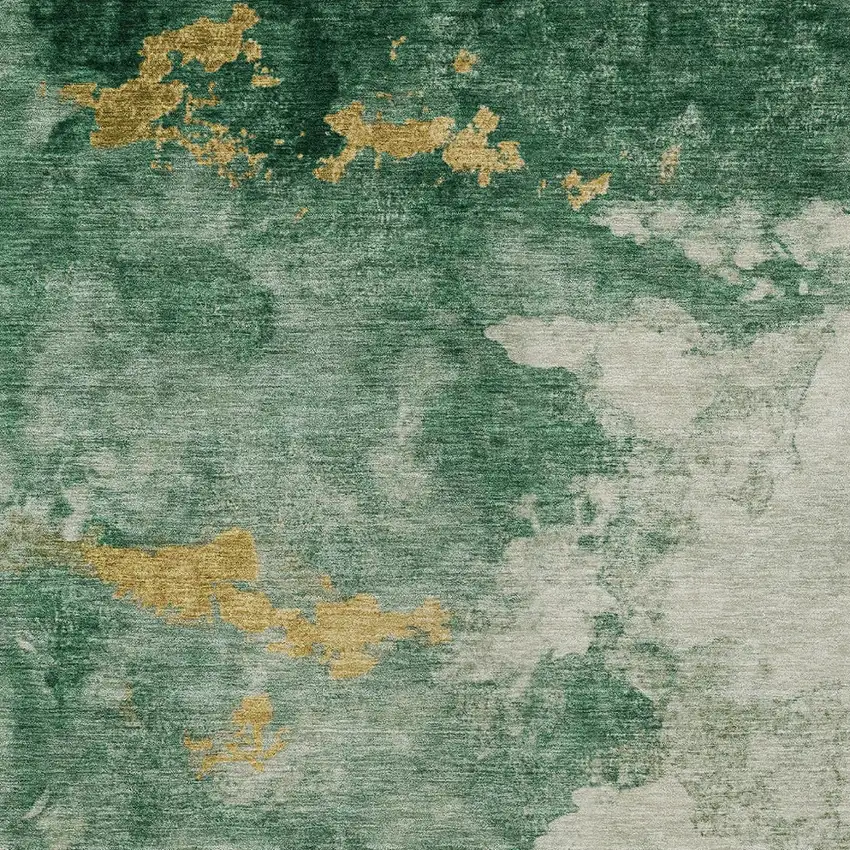 Emerald Sage And Ivory Abstract Washable Indoor Outdoor Area Rug Photo 6