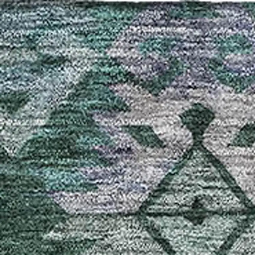 Emerald Teal And Gray Ikat Washable Area Rug With UV Protection Photo 2
