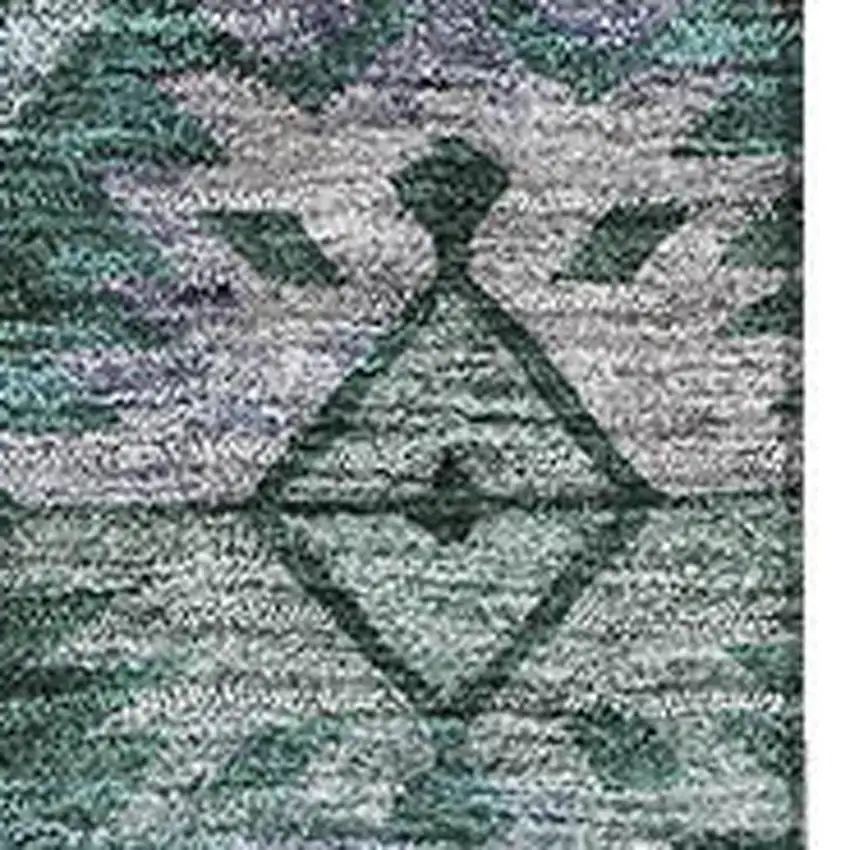 Emerald Teal And Gray Ikat Washable Area Rug With UV Protection Photo 2