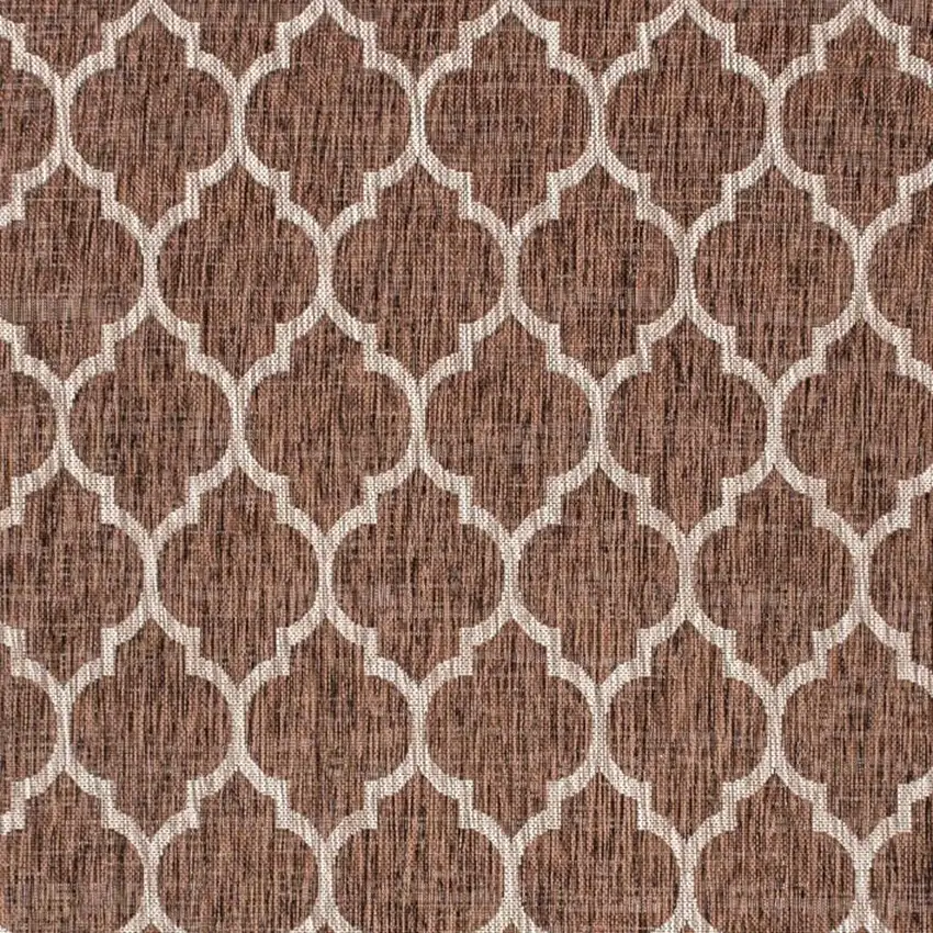 Espresso And Taupe Geometric Indoor Outdoor Area Rug Photo 2