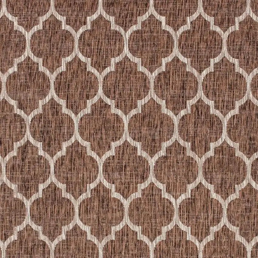 Espresso And Taupe Geometric Indoor Outdoor Area Rug Photo 2