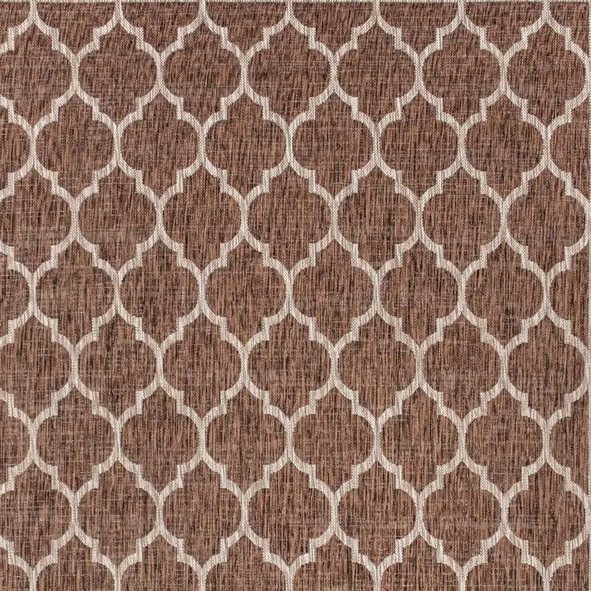 Espresso And Taupe Geometric Indoor Outdoor Area Rug Photo 3