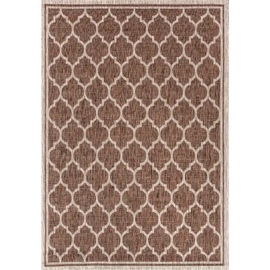 Espresso And Taupe Geometric Indoor Outdoor Area Rug Photo 1