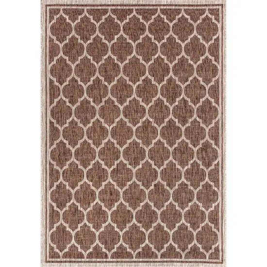 Espresso And Taupe Geometric Indoor Outdoor Area Rug Photo 3