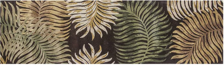 Espresso Brown Hand Tufted Tropical Leaves Indoor Runner Rug Photo 2