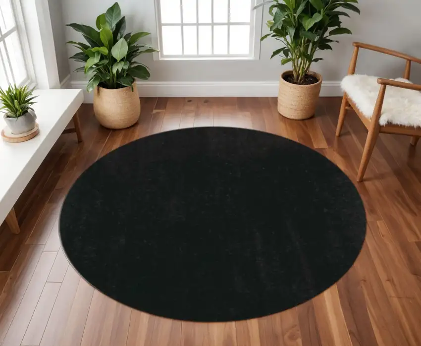 8' Espresso Hand Woven Round Rug Photo 1