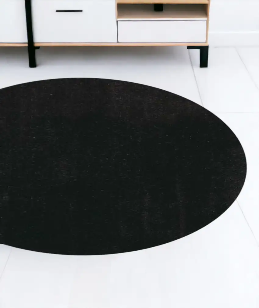 8' Espresso Brown Round Indoor Shag Rug Photo 1