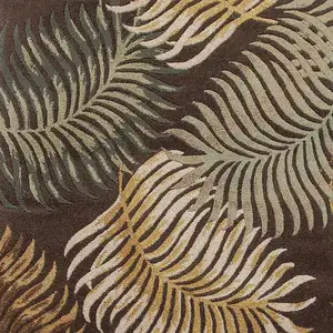 Photo of Espresso Fern Leaves Wool Area Rug