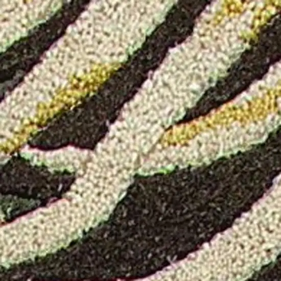 Espresso Beige And Green Wool Botanical Leaves Hand Tufted Area Rug Photo 6