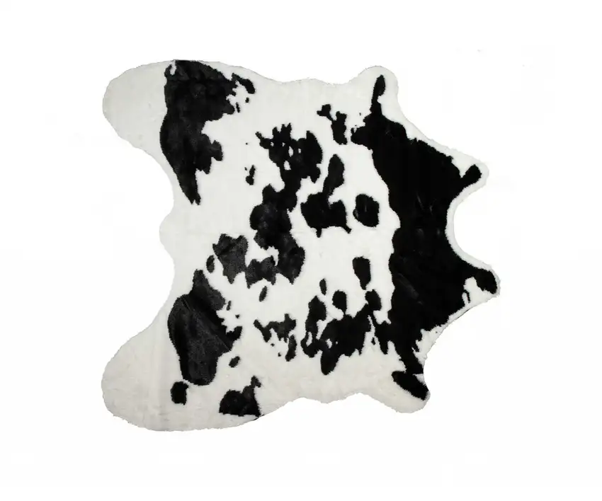 Faux Cow Hide Black And White Area Rug Photo 1