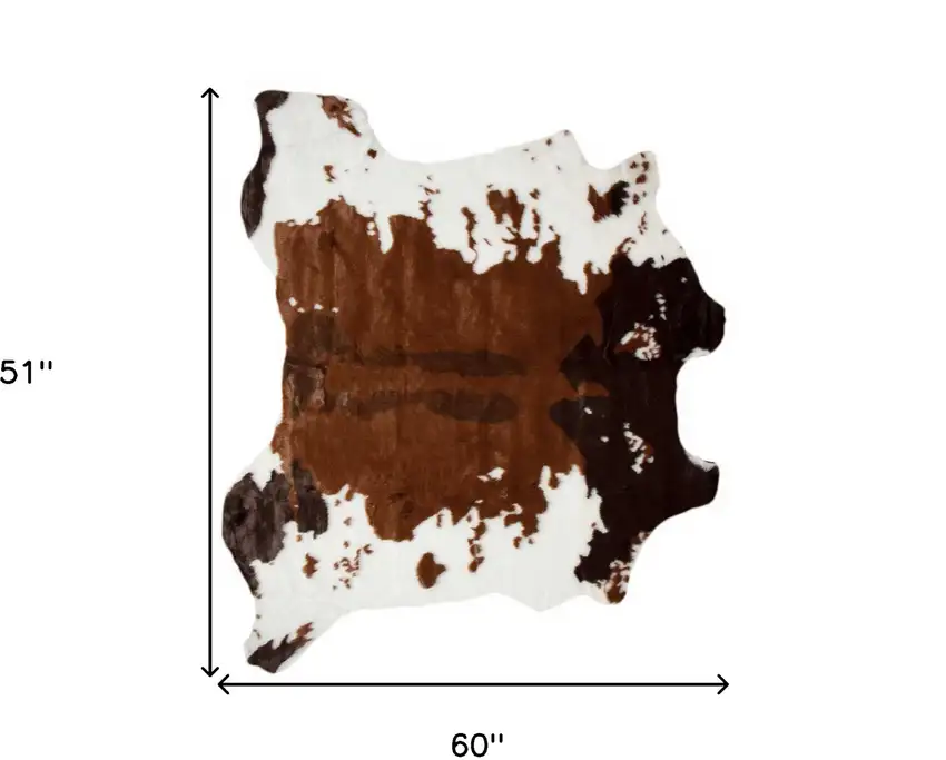 Faux Cow Hide Brown And White Area Rug Photo 7