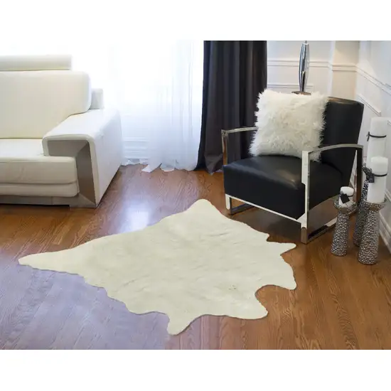 Off White Faux Cowhide Animal Print Cowhide Area Rug Photo 6