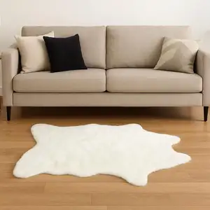 Photo of Faux Cowhide Rug   - Off White
