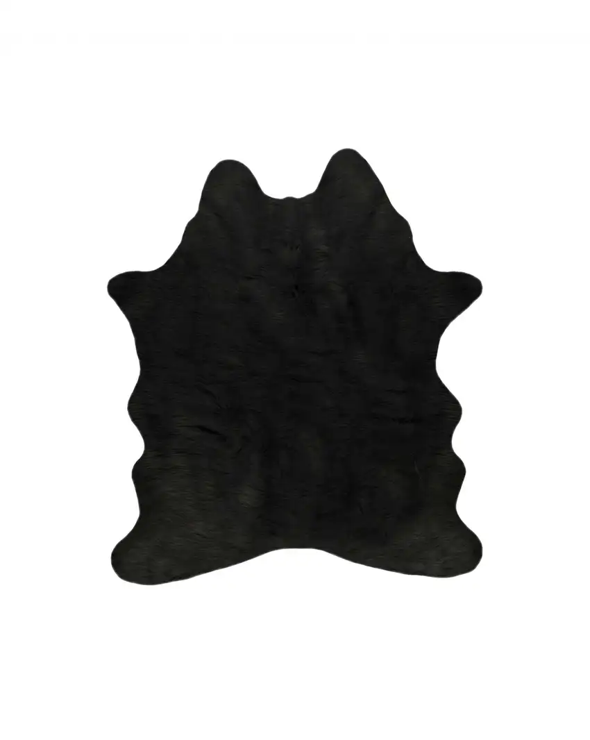 Black Faux Cowhide Washable Area Rug Photo 1