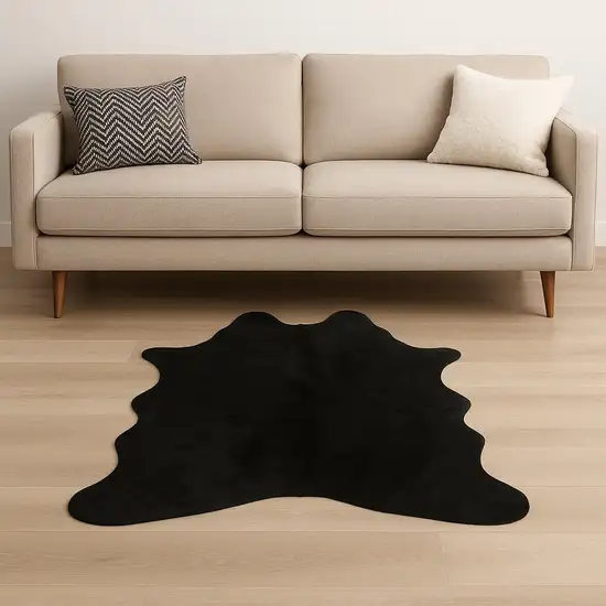 Black Faux Cowhide Washable Area Rug Photo 2